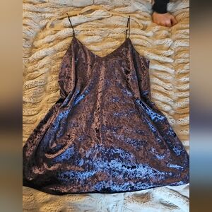Dark blue violet purple crushed velvet slip dress